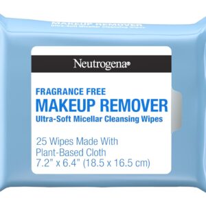Neutrogena Makeup Remover Wipes, Fragrance-Free, 25 Ct | Plant-Based Micellar Cleansing Cloths, Gently Removes Oil, Dirt & Waterproof Makeup