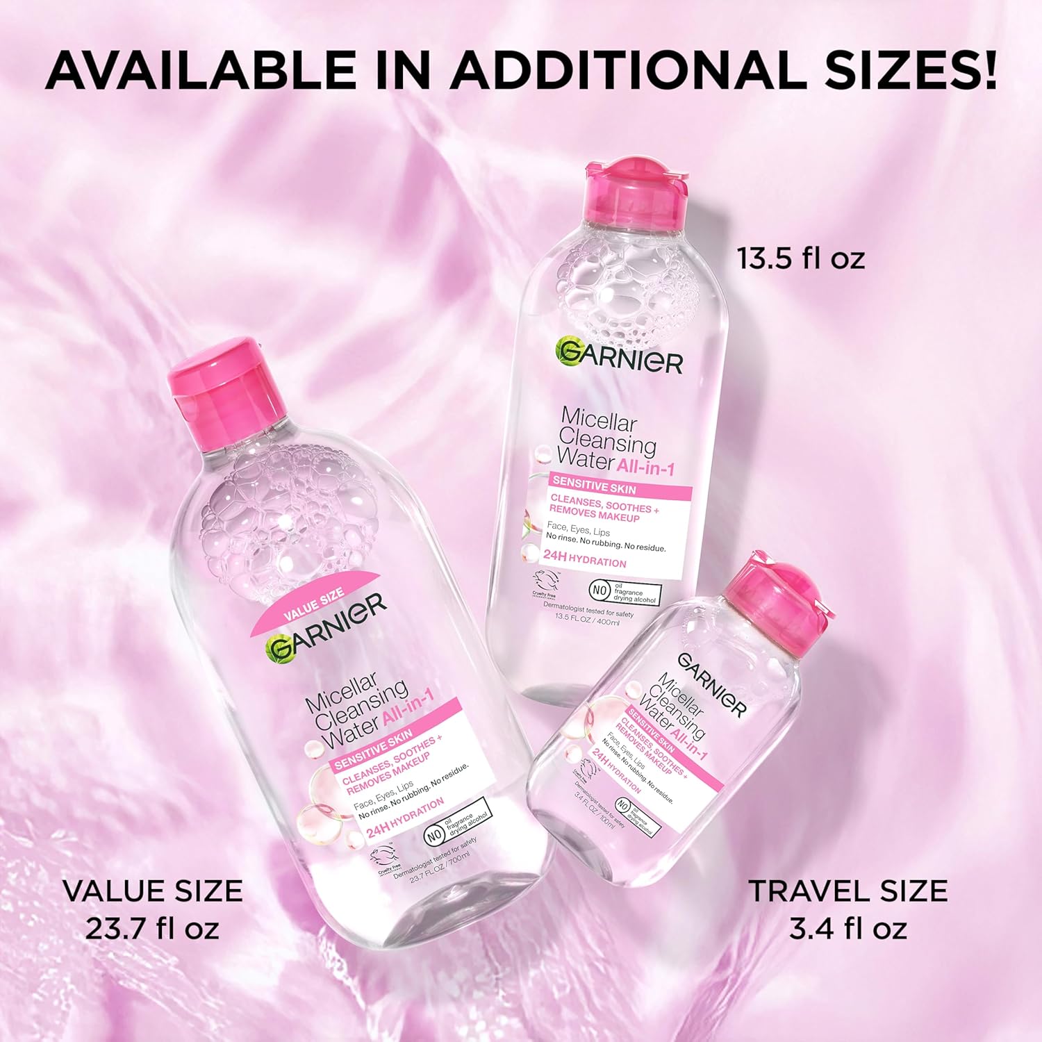 Garnier Micellar Water, Hydrating Facial Cleanser & Makeup Remover, Suitable for Sensitive Skin, Vegan, Cruelty Free, 13.5 Fl Oz (400mL), 2 Count - Image 9
