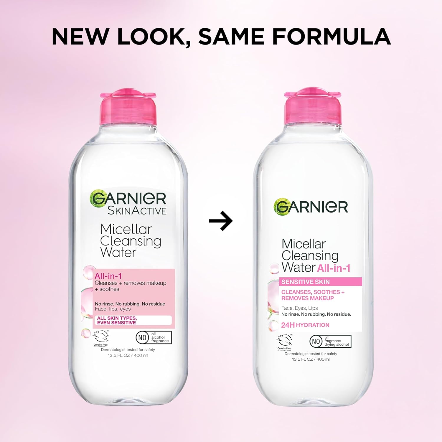 Garnier Micellar Water, Hydrating Facial Cleanser & Makeup Remover, Suitable for Sensitive Skin, Vegan, Cruelty Free, 13.5 Fl Oz (400mL), 2 Count - Image 10