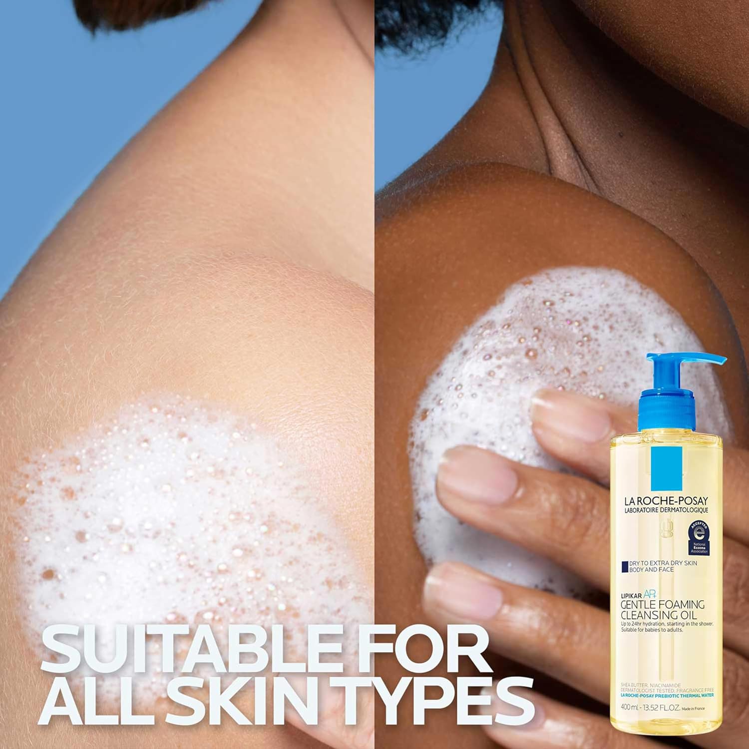 La Roche-Posay Lipikar AP+ Gentle Foaming Cleansing Oil, with Shea Butter | Gentle oil based face & body wash with niacinamide, fragrance free, soap free and provides long lasting hydration - Image 6