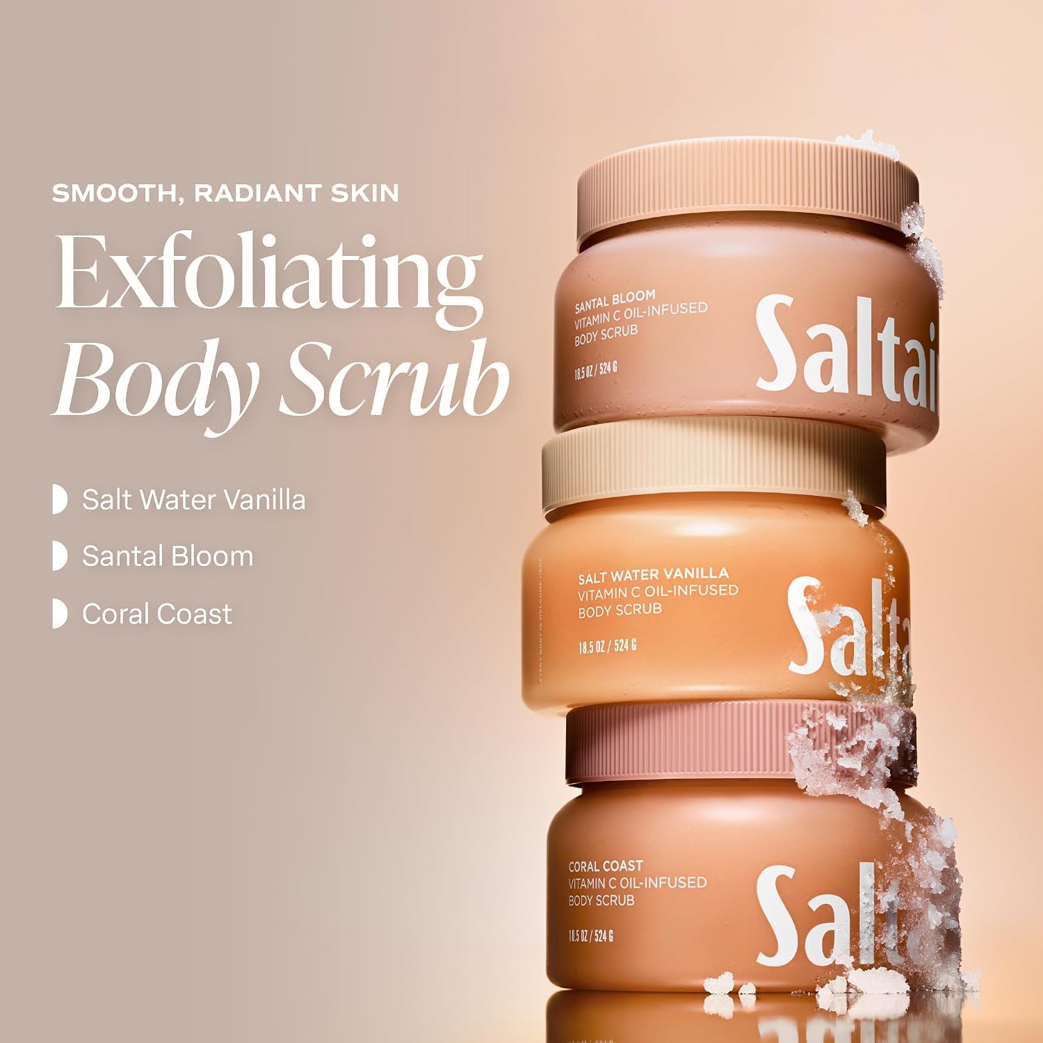 Saltair Body Scrub | Salt Water Vanilla Exfoliating Polish | 1 Count | Polishing texture for rough-feeling buildup and a smoother easy everyday shower regimen - Image 4