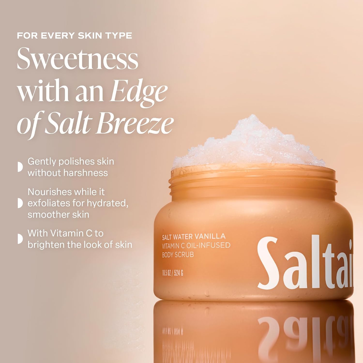 Saltair Body Scrub | Salt Water Vanilla Exfoliating Polish | 1 Count | Polishing texture for rough-feeling buildup and a smoother easy everyday shower regimen - Image 5