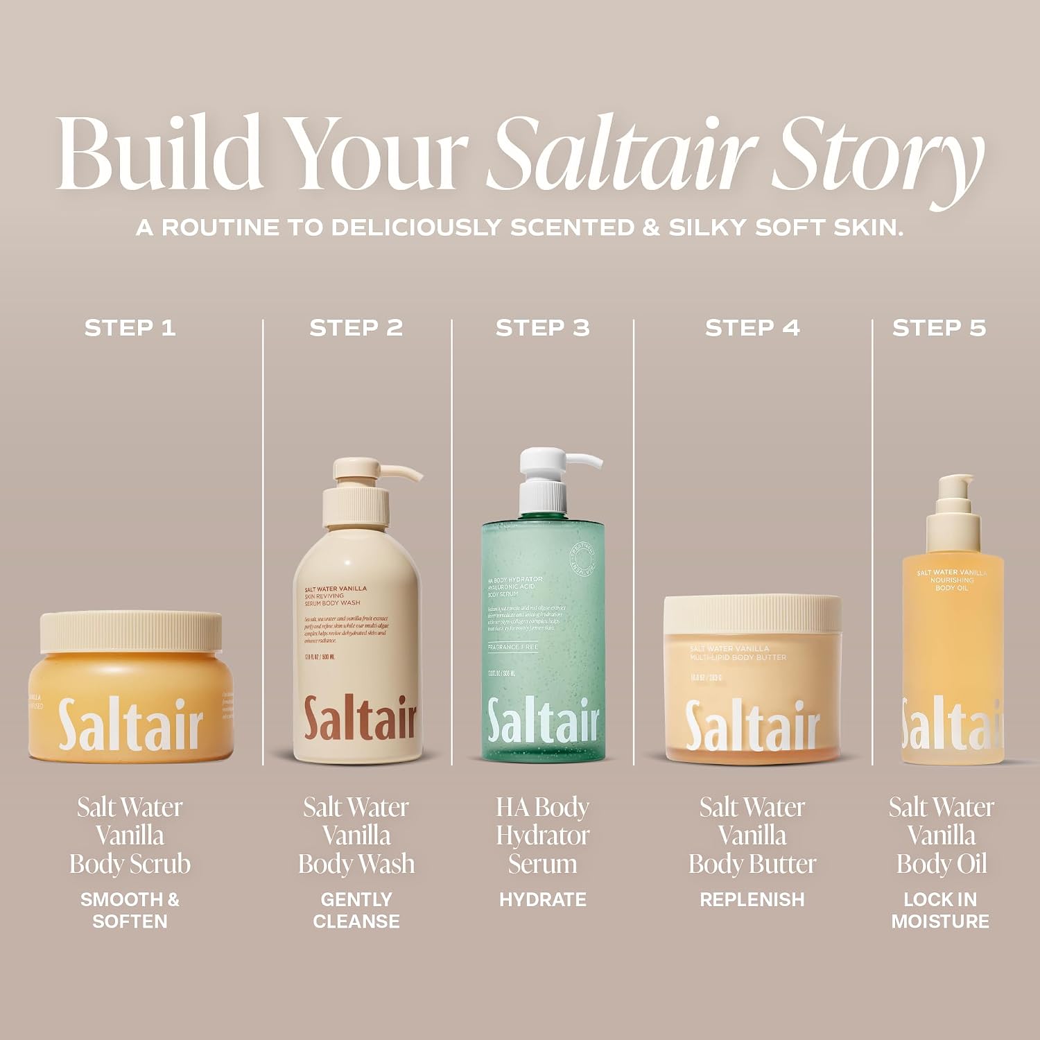 Saltair Body Scrub | Salt Water Vanilla Exfoliating Polish | 1 Count | Polishing texture for rough-feeling buildup and a smoother easy everyday shower regimen - Image 6