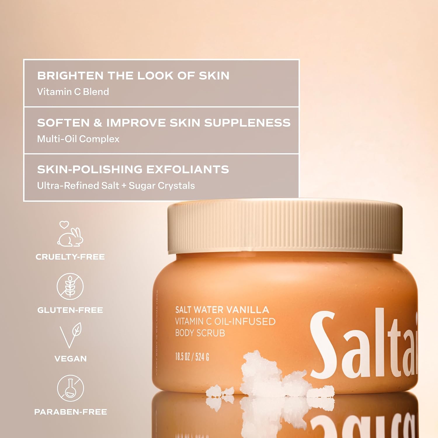 Saltair Body Scrub | Salt Water Vanilla Exfoliating Polish | 1 Count | Polishing texture for rough-feeling buildup and a smoother easy everyday shower regimen - Image 8