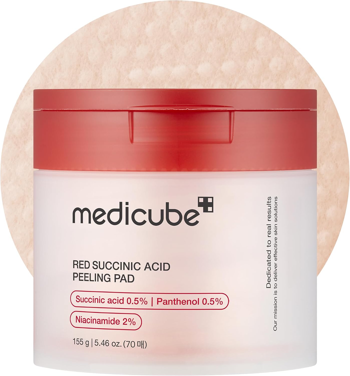 medicube Toner Pads Red Succinic Acid Panthenol Pad for Facial Peeling | Exfoliating Toner Pad for Breakout-Prone Skin - Niacinamide, AHA, BHA, and Panthenol, Non-Comedogenic, 70 Pads, 1 Pack